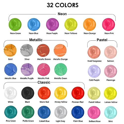 Funto Acrylic Pouring Paint Set, 36 Bottles, with Silicone Oil, High Flow, Pre-Mixed, Art Supplies for Pouring on Canvas, Glass, Wood, Tile, Rocks - color: COLORFUL
