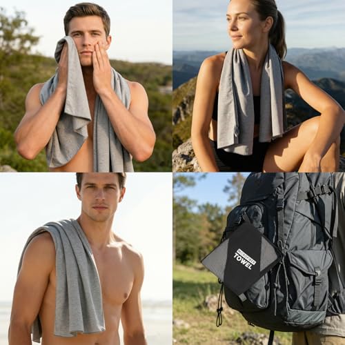2 Pack Microfiber Camping Towel Quick Dry Lightweight Travel Body Face Beach Hiking Backpacking Swimming Pool Towel(Grey, 2 Pack S(15.5X31 Inch) - color: Grey, size: 2 Pack S(15.5X30 Inch