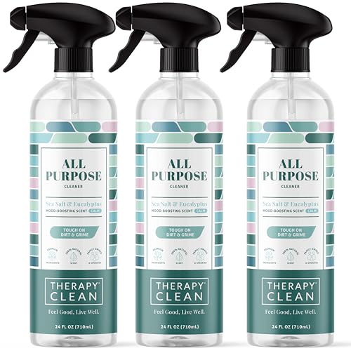 Therapy Clean All Purpose Cleaning Spray - Sea Salt & Eucalyptus 24 fl. oz (Pack of 3) - 100% Natural Scent, Kitchen Surface Counter, Surface Cleaner, Non Toxic All Purpose Cleaner Spray - size: 24 Fl Oz (Pack of 3)