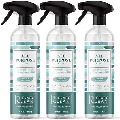 Therapy Clean All Purpose Cleaning Spray - Sea Salt & Eucalyptus 24 fl. oz (Pack of 3) - 100% Natural Scent, Kitchen Surface Counter, Surface Cleaner, Non Toxic All Purpose Cleaner Spray - size: 24 Fl Oz (Pack of 3)