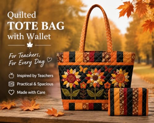Quilted Tote Bag 2 Pack, Women's Tote Handbags for Work Travel - color: Orange Patchwork