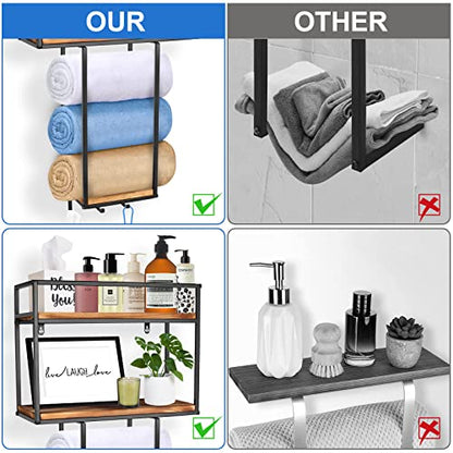 MOUGIGI Towel Rack Wall Mounted - Space-Saving Design for Small Bathrooms | Versatile Organizer for Towels, Blankets, and More - Ideal for RVs and Hotels