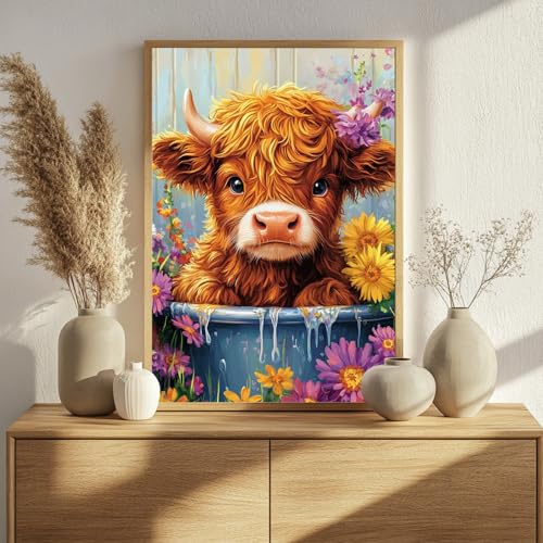 Highland Cow Paint by Numbers Kit for Adults, 16x20 inch | DIY Painting Kits Crafts for Adults, Relieve Stress, Gift, Home Wall Decor - color: Cow