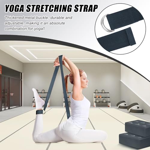 RETON Yoga Blocks Set with Straps, High Density Yoga Bricks, Lightweight EVA Foam Pilates Block, 2 Yoga Blocks with 2 Straps for Yoga, Pilates, Fitness, Stretching and Toning - color: Gray