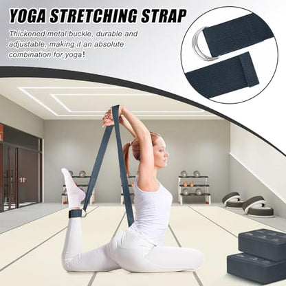 RETON Yoga Blocks Set with Straps, High Density Yoga Bricks, Lightweight EVA Foam Pilates Block, 2 Yoga Blocks with 2 Straps for Yoga, Pilates, Fitness, Stretching and Toning - color: Gray