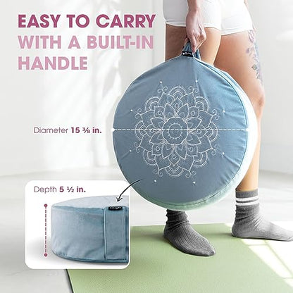 Yes4All Meditation Cushion, Floor Pillow Foam Zafu Buckwheat, Mandala Pattern Yoga Meditation Bolster Pillows, Floor Cushions - color: A. Sky Blue
