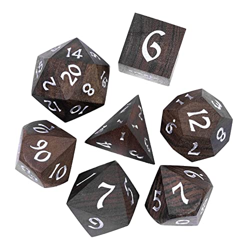 Wooden Dice Set Bubinga Wood DND Dice Set for D&D Tabletop Games - color: Bubinga Wood
