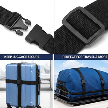 Black Luggage Strap to Fix Suitcase, Adjustable Lockable Strap for Travel - size: 80Inch