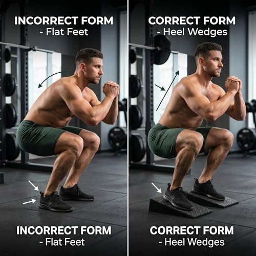 2 Pack Squat Wedge Block Set for Squats, Heel Elevated Squat Wedge for Improved Depth & Mobility, Non-Slip Workout Wedges for Weightlifting, Calf Stretching, Ankle Mobility & Home Gym Training