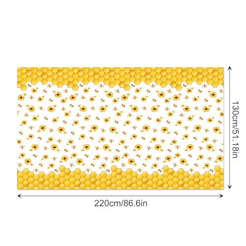 1Pc Bees Party Plastic Tablecloth 54 x 87 Inch Long Table Cover, Honey Sunflower Honeycomb Daisy Party Tablecover for Bee Kids Baby Shower Birthday Dinner Picnic Kitchen Event - color: Bees