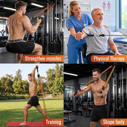 WHATAFIT Resistance Bands, 5 Level Exercise Bands with Handles for Workout - color: 300LB-Orange-red