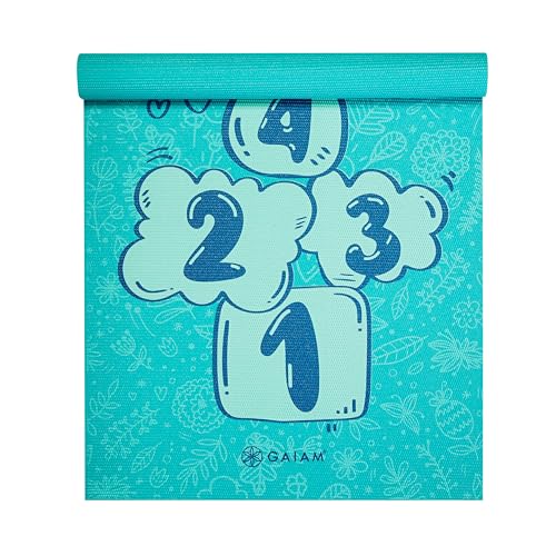 Gaiam Kids Printed Yoga Mat, Non-Toxic, Fun Design, 3mm - color: Hopscotch