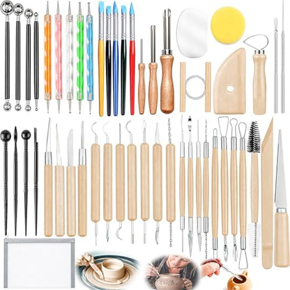 OMTRS Clay Sculpting Tools Kit, Pottery Clay Tools for Adult, Beginners and Artists, Pottery Carving Kit for Pottery, Dotting, Molding, Shaping (Natural) - color: Natural
