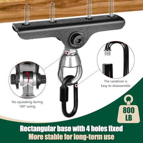 Heavy Punching Bag Hanger | Wall/Ceiling Mount Hook with 180° / 360° Rotation | Wood Beam Holder for Boxing, Weight Training, Aerial Yoga Swing & Hammock - size: 180°+ 360°rotation-A