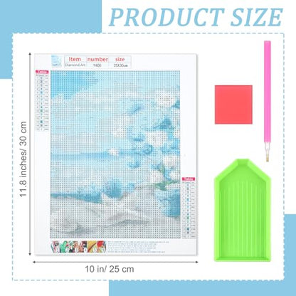 Yeaqee 4 Pcs Beach Diamond Art Kits for Adult Beginners Seaside Scenery DIY Gem Painting Wall Art Crafts Summer Room Decor Ocean Painting Pictures 5d Craft Wall Decor for Home 10 x 11.8'' - style: Beach