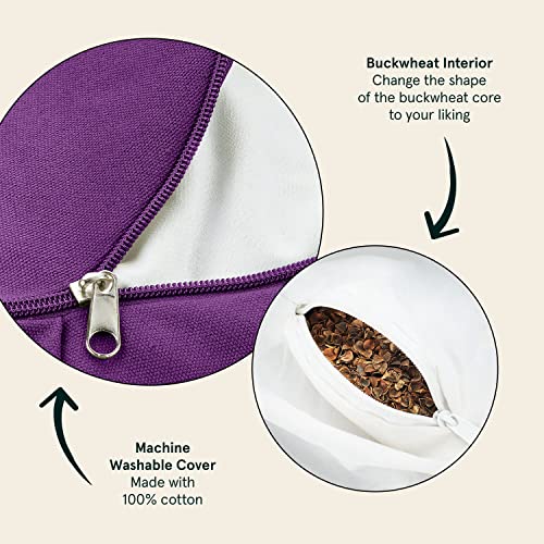 Retrospec Sedona Zafu Meditation Cushion Filled w/Buckwheat Hulls - Yoga Pillow for Meditation Practices - Machine Washable 100% Cotton Cover & Durable Carry Handle Round & Crescent, 1 Ct (Pack of 1) - color: Mulberry, size: 1 Count (Pack of 1)