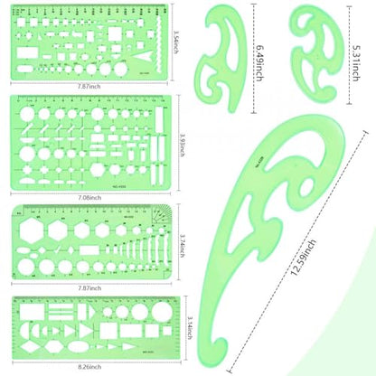 SenseYo 13 Pack Drawings Templates Stencil, Circle Template for Geometric Drawing Stencils, Plastic Clear Circle Stencils Architecture Supplies Drafting Tools for Office, Studying, Designing - size: 13 pcs