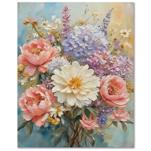 Paint by Numbers Kit for Adults Flowers, Paint by Number for Adults 16x20in | Painting by Numbers for Adults, Acrylic Oil Painting, DIY Crafts for Adults, Ideal Gifts for Home Wall Decor, Frameless - color: Flowers