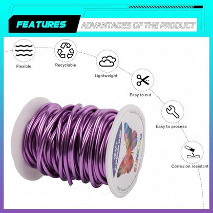Aluminum Craft Wire,8 Gauge (3mm) Lavender Bendable Wire,32 Feet Continuous Roll for Jewelry Making,Sculpting,Floral & Armature Projects - size: 8 Gauge 32FT, style: Lavender