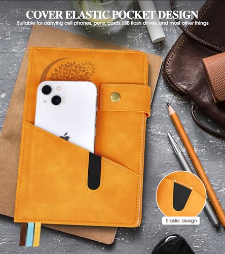 PAIBAS Blank Journal Notebook, A5 Hardcover Leather Sketchbook with 200 Pages Thick Blank Paper for Men Women, Unlined Drawing & Writing Journal, 5.9" x 8.4" Plain Notebook (yellow) - color: Yellow, size: Blank Page