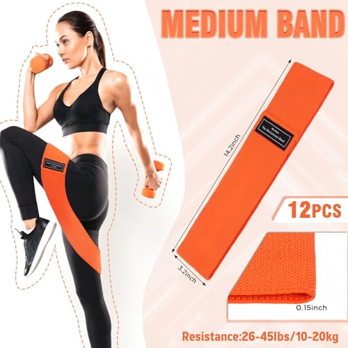 Lenwen 12 Pcs Fabric Resistance Bands Bulk - color: Orange