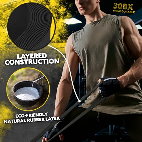 Long Resistance Bands Set, 5 Pull Up Assistance Bands for Working Out - color: Black