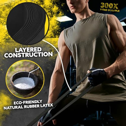 Long Resistance Bands Set, 5 Pull Up Assistance Bands for Working Out - color: Black