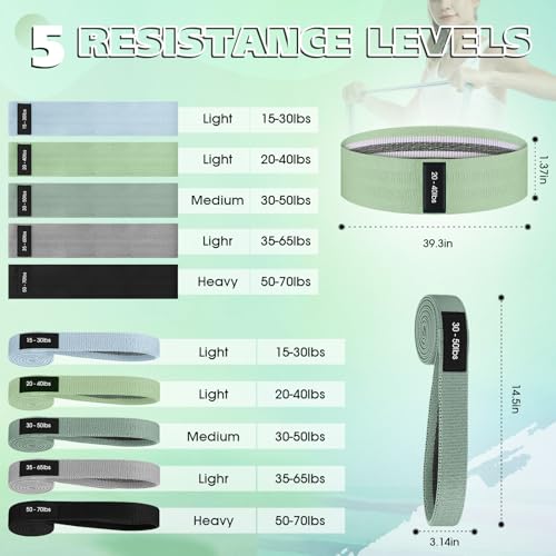 10 Pcs Fabric Resistance Bands for Exercise, 5 Levels - color: Neutral