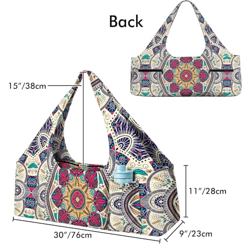 Yoga Mat Bag Large Yoga Bag and Carrier with Strap Zipper and Pockets Fits All Your Stuff Yoga Tote Pilates Bags for Women Fit Most Size Mats - color: Beige