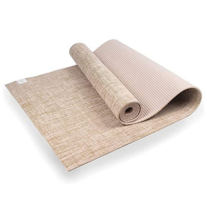 Myga Jute Yoga Mat, High Performance Vegan Floor Exercise Mat, Eco Friendly Biodegradable Yoga Mat with PVC Backing,72" x 24", 0.2" Thickness - color: White