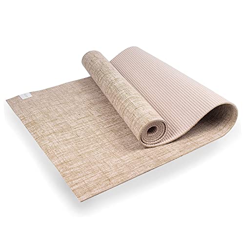 Myga Jute Yoga Mat, High Performance Vegan Floor Exercise Mat, Eco Friendly Biodegradable Yoga Mat with PVC Backing,72" x 24", 0.2" Thickness - color: White