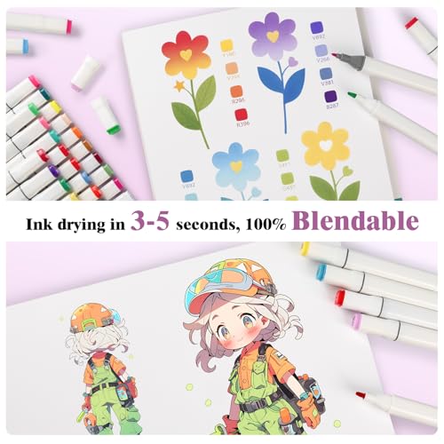 Umriox 60 Sheets 150 GSM Double Sided Marker Paper Pad, 9x12 Bleedproof | 120 Usable Pages, 150 GSM Paper for Alcohol Markers, Easy-Tear Tape Bound, Lay-Flat Blending with No Bleed-Through - size: 60 Sheets/120 Pages