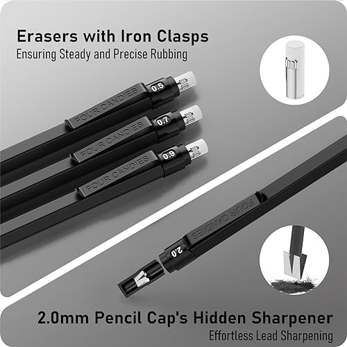 Four Candies 25PCS Art Mechanical Pencil Set + Mechanical Pencil Set Black