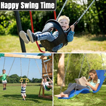 2Pcs 40" Heavy Duty Swing Chain Stainless 4 Spring Hooks Porch