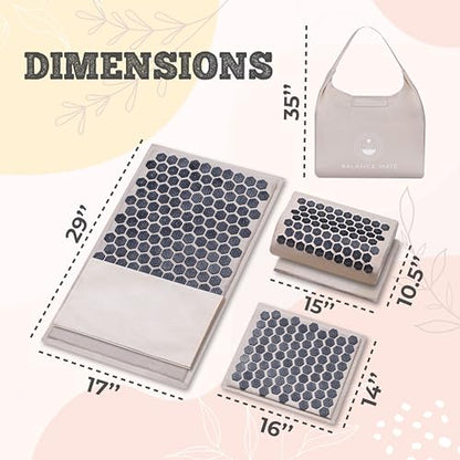 BalanceMate® Acupressure Mat Set with 6,210 Pressure Points for Pain Relief and Relaxation Kit for Back, Neck, and Sleep – Yoga and Meditation Pillow (Soft Cream) - color: Soft Cream