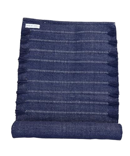 Jaipur art & Rugs Organic Cotton Yoga Mat - Eco-Friendly Hand-Woven Rug - Non Slip & Thick (24”x72”x5mm) for Everyday Fitness at Home - Comfortable Extra-Long - color: Navy Blue