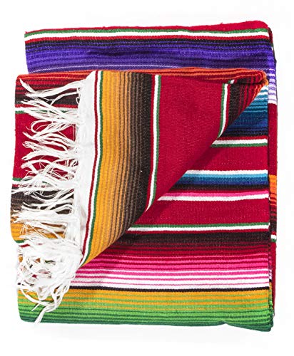 Del Mex Mexican Serape Blanket (Large, Red) - color: Red, size: Large