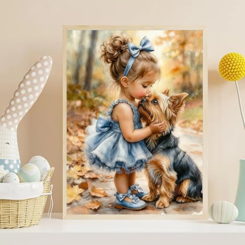 Diamond Art Kits for Adults,girl kisses dog.Diamond Painting Kits 12x16in | Diamond Painting Kit - Sparkling Full Drill Design Perfect for Home Decor, Holiday Gifting, And Relaxing Crafting 12x16inch - color: DP03947