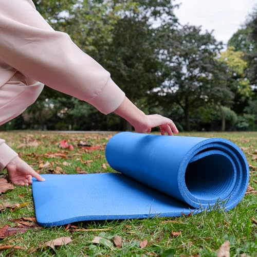 BalanceFrom 1-inch Thick 71x24 Inches Extra Thick Exercise Yoga Mat - color: Blue