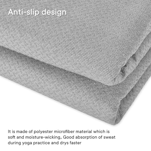 Hot Yoga Towel with Grip Dot, Non Slip Sweat Absorbent Microfiber Yoga Mat Towels for Hot Yoga, Pilates, Fitness and Workout 72inch x 24inch - color: Grey