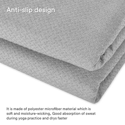 Hot Yoga Towel with Grip Dot, Non Slip Sweat Absorbent Microfiber Yoga Mat Towels for Hot Yoga, Pilates, Fitness and Workout 72inch x 24inch - color: Grey
