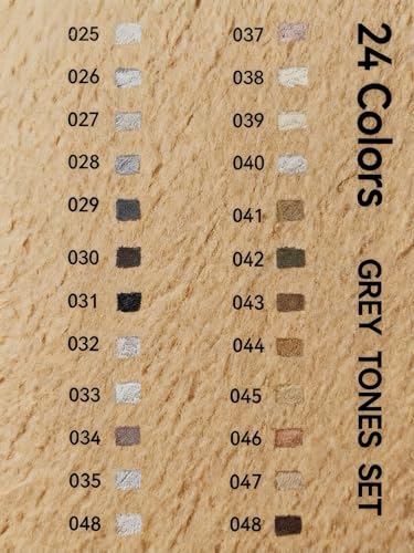 Soft Pastel Pencils 24 Colors Grey Tone&12-Sheet 3-Color Pastel Sandpaper Pad