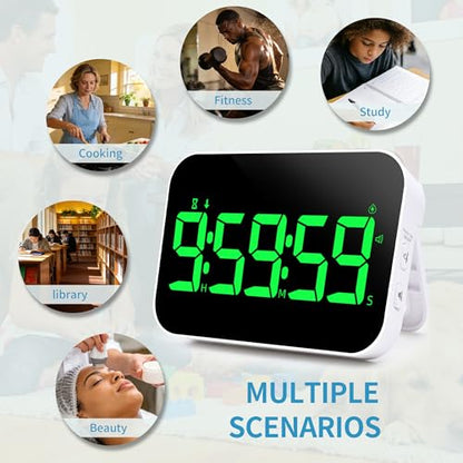 TXL Digital Timer for Classroom, Pomodoro & Kitchen, Rechargeable Magnetic Countdown Timer with Large LED Display, Loud Alarm, 3 Volume Levels, Vibration Mode & 3 Brightness Settings
