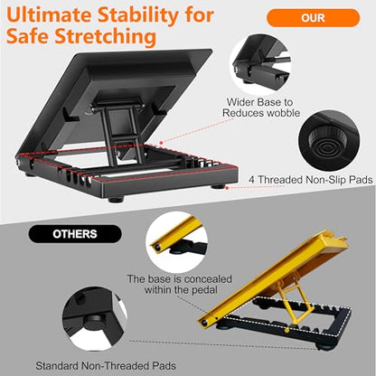 Slant Board for Calf Stretching, Steel Squat Wedge Hold Up to 650LBS | 5-Level Adjustable, Textured Non-Slip Layer, Anti-Slip Feet, Foldable and Portable, Weightlifting, Heel Elevated Squats