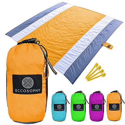 ECCOSOPHY Sandproof Beach Blanket, Oversized Sand Free Mat 9x10 ft - color: Orange