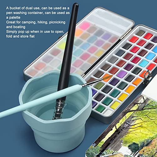 Paint Water Cup, 2 PCS Collapsible Paint Brush Washer, Watercolor Water Container, Mini Foldable Silicone Watercolor Water Container, Watercolor Brush Holder