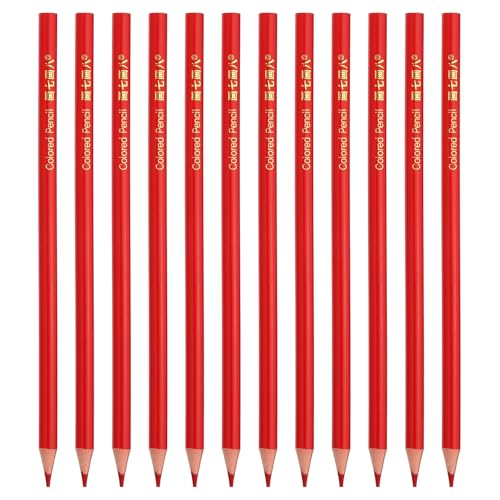 PATIKIL Red Colored Pencils Set,12 Pcs Oil Color Pencils | Wooden Coloring Drawing Pencil for Artists Art Painting Office Home Beginner - color: Red