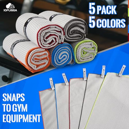 5 Pack Microfiber Gym Towels – Quick Dry, Super Absorbent, Lightweight & Compact Sweat and Workout Towels for Travel, Camping, Hot Yoga, Beach, and Sports (12 * 40" (5 Pack))