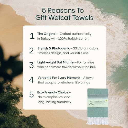 WETCAT Turkish Beach Towel Oversized (38"x71") 100% Turkish Cotton, Made in Turkey - Sand Free, Extra Large, Ultra Soft, Quick Drying, Compact & Lightweight for Travel - Grey - color: Grey, size: Beach Towel (38" x 71")