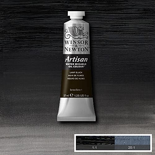 Winsor & Newton Artisan Water Mixable Oil Colour, 1.25-oz (37ml), Lamp Black | Clean with water; no solvents needed. Color depth, lightfastness, opacity/transparency are the same as traditional oils. - color: Lamp Black, style: 1.25-oz